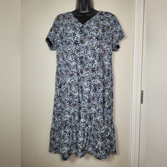 J. Jill Ditsy Floral Print Button Front Dress sz M 265031 - Picture 1 of 12
